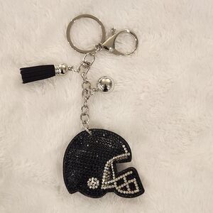 Black and Silver Helmet Keychain Bag Charm
